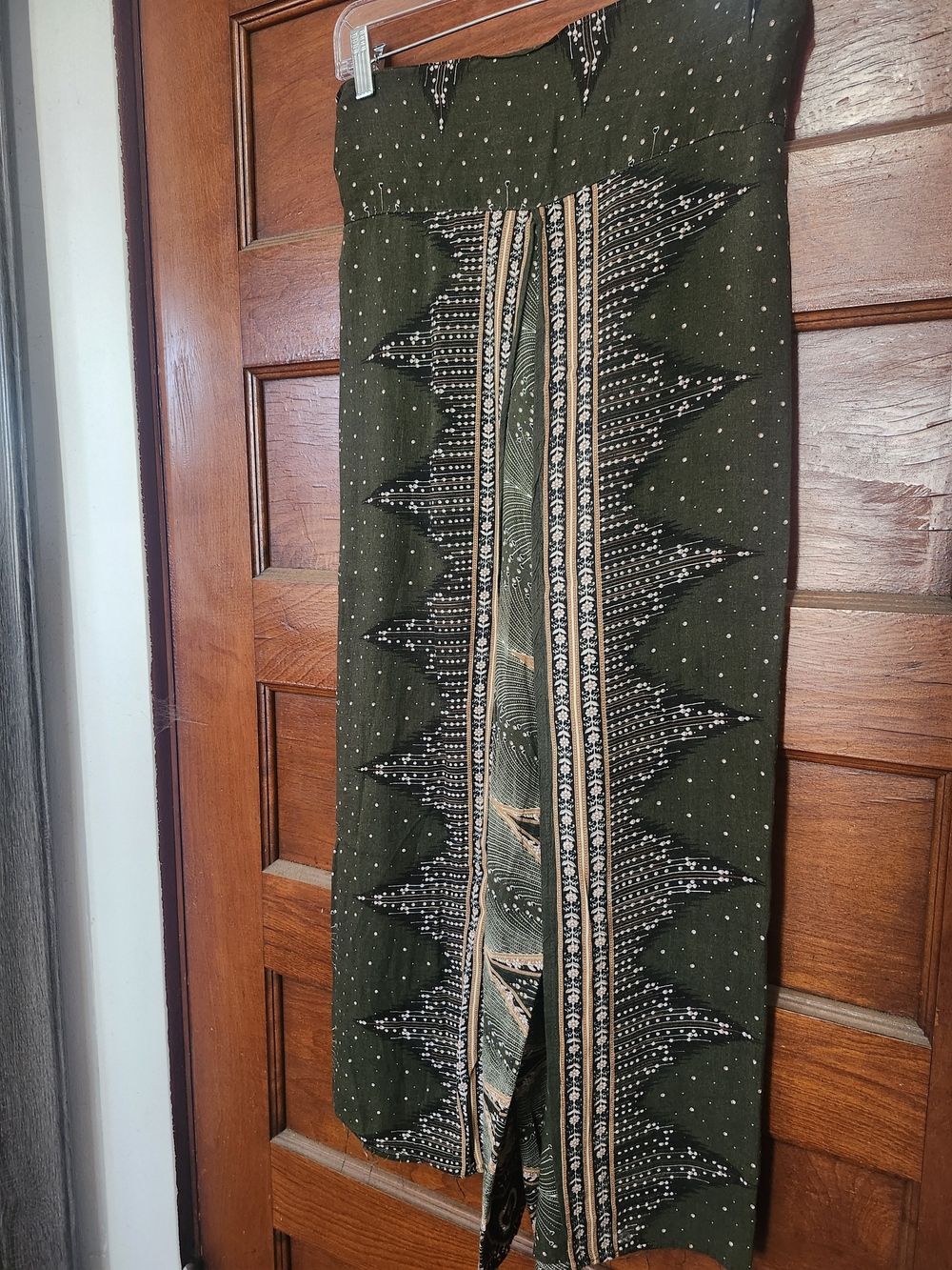 Culture Shop Olive Green Patterned Boho Wide-Leg Pants